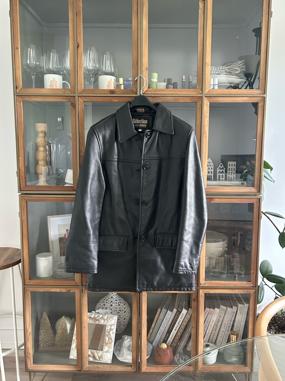 Vintage Sélection Black Genuine Leather women Coat Jacket